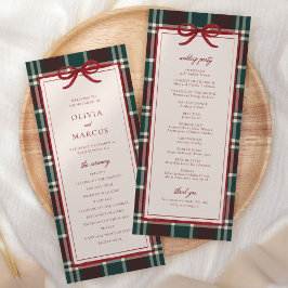 Plaid Christmas Wedding Program | Holiday Tartan Programm