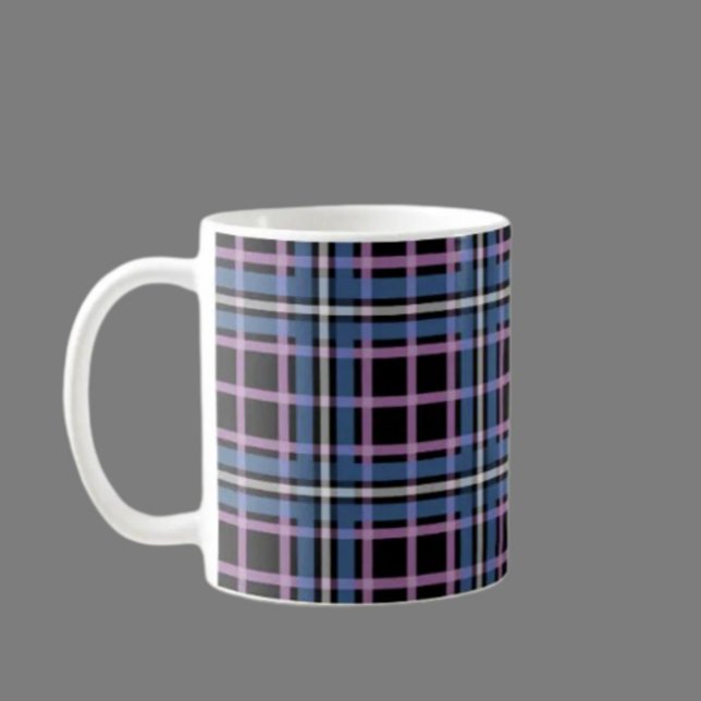 Plaid Classic Mug – Blue & Lavender Checkered Kaffeetasse (Von Creator hochgeladen)