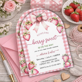Plaid Coquette Berry Sweet Baby Shower Blush Berry Einladung