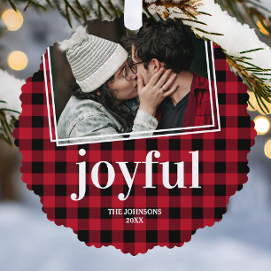 Plaid Fröhliche Weihnachtsfoto Ornament Karte