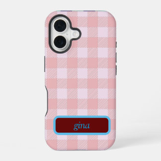 Plaid Gingham Personalized iPhone 16 Hülle