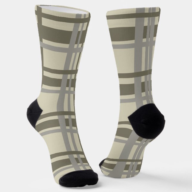 Plaid gray and cream socken (Gewinkelt)