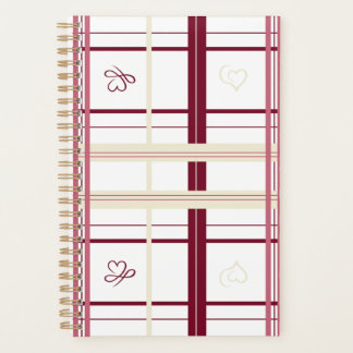 Plaid Hearts Spiral Planner- Whimsical Burgundy  Planer