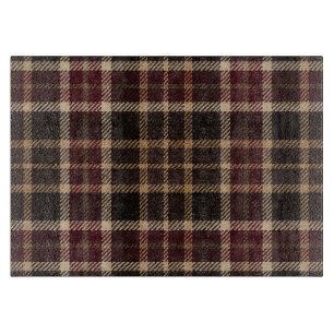 Plaid Herbst Walnussbraun und Burgunderrot Ernte Schneidebrett