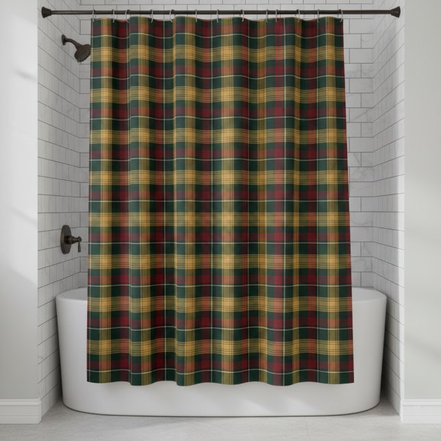 Plaid Pattern Shower Curtain - Green, Red, Duschvorhang (Von Creator hochgeladen)
