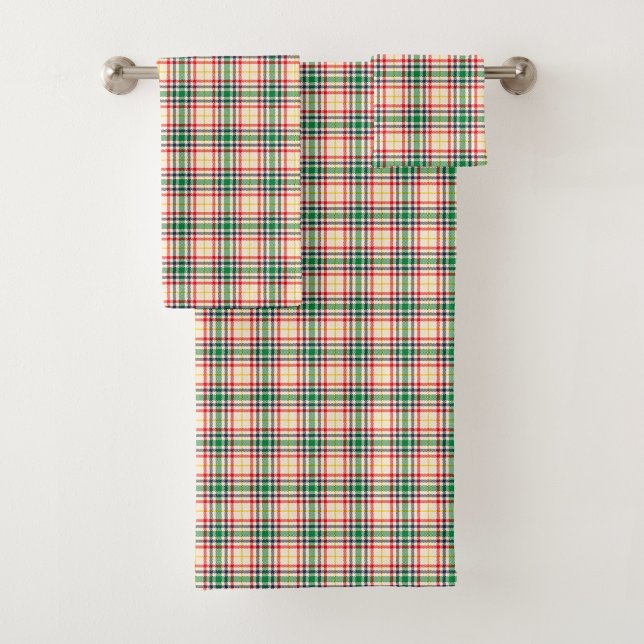 Plaid-patterned towel set with red, green, yellow  (Von Creator hochgeladen)