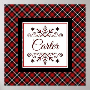 Plaid Personalized snowflake   Poster