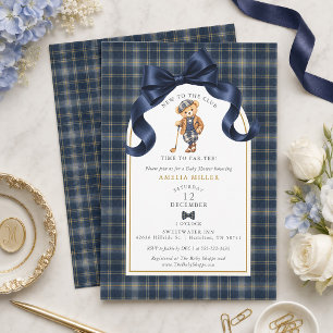 Plaid Polo Golf Teddy Bär Par-tee Baby Shower-Einl Einladung