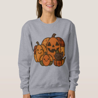 Plaid Pumpkin Patch with Cat Sweatshirt | Cute