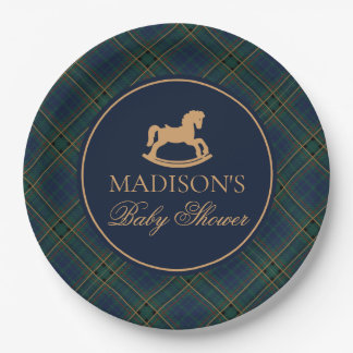 Plaid Rocking Horse Baby Shower Envelope Seal Pappteller