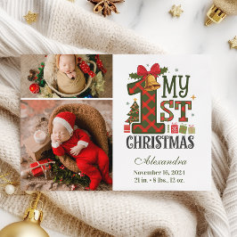 Plaid Rustic 2 Photo First Christmas Feiertagskarte