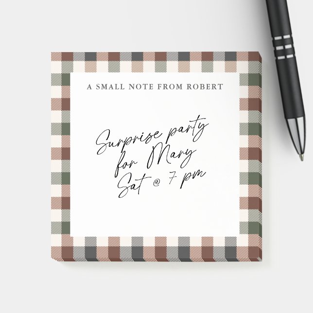 Plaid Rustic Earth Tones Small Sticky Notepad  Post-it Klebezettel (Von Creator hochgeladen)