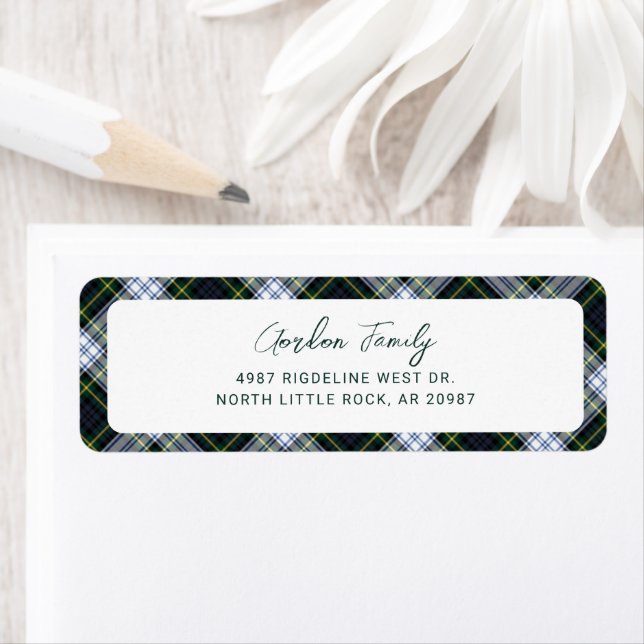 Plaid Rustic Gordon Tartan Script Return Address (Insitu)