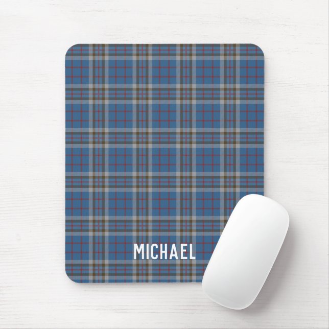 Plaid Rustic Thompson Blue Grey Check Tartan Mousepad (Mit Mouse)