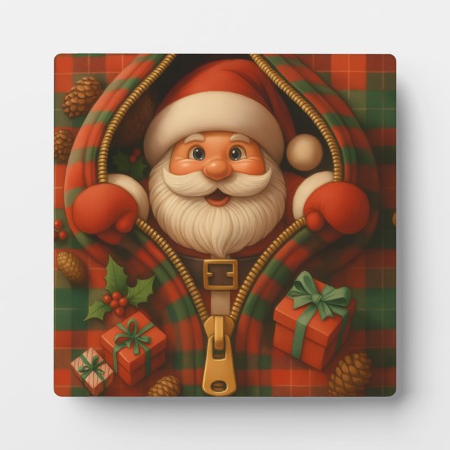 Plaid Santa Claus Christmas Design  Fotoplatte (Vorderseite)
