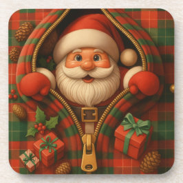 Plaid Santa Claus Christmas Design  Getränkeuntersetzer
