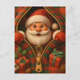 Plaid Santa Claus Christmas Design  Postkarte