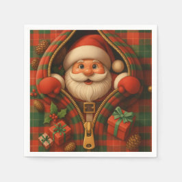 Plaid Santa Claus Christmas Design  Serviette