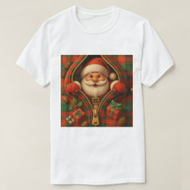 Plaid Santa Claus Christmas Design  T-Shirt