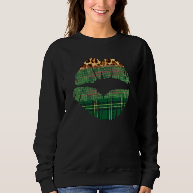 Plaid Shamrock Kiss Me For Luck St Patrick's Day Sweatshirt (Vorderseite)