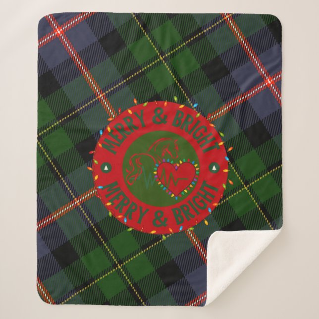 Plaid Sherpa Blanket Merry & Bright Sherpadecke (Vorderseite)