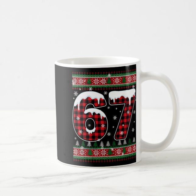 Plaid Snowflake Six Seven Christmas 67 Meme  Kaffeetasse (Rechts)