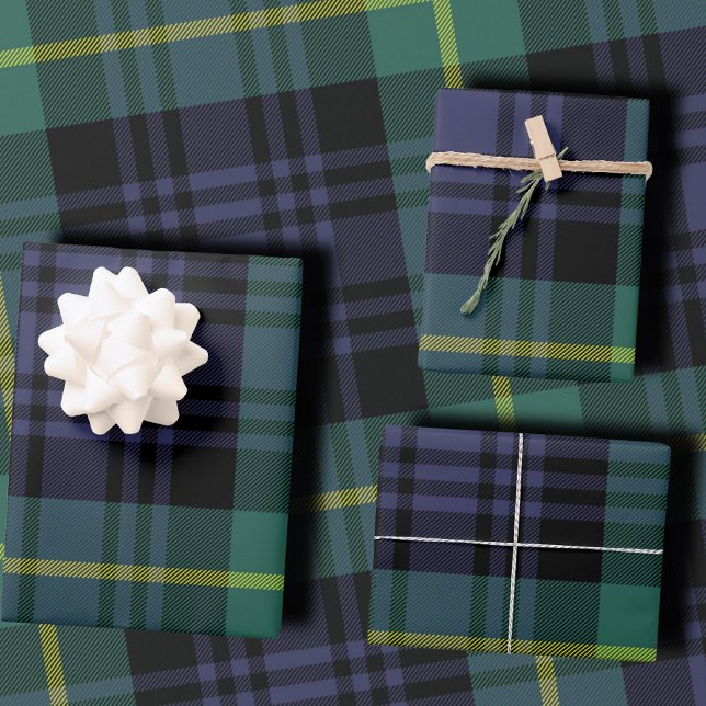 Plaid Stylish Navy Christmas Geschenkpapier Set (Von Creator hochgeladen)