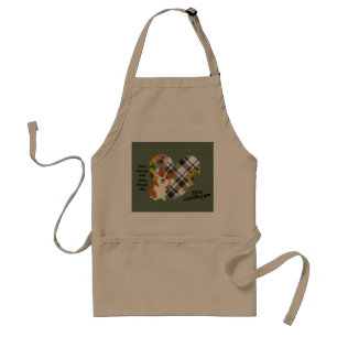 Plaid Sunflower Heart Dog Adult Apron Schürze