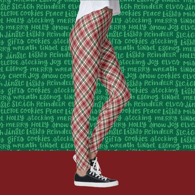 Plaid Tartan Christmas Red & Green Holiday Comfort Leggings (Von Creator hochgeladen)