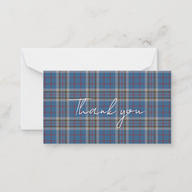 Plaid Tartan Thompson Rustic Thank You Mitteilungskarte (Vorderseite)