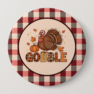 Plaid & Whimsy – Festlicher Thanksgiving-Truthahn Button