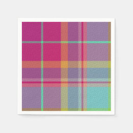 Plaid With Design Added Napkins Serviette