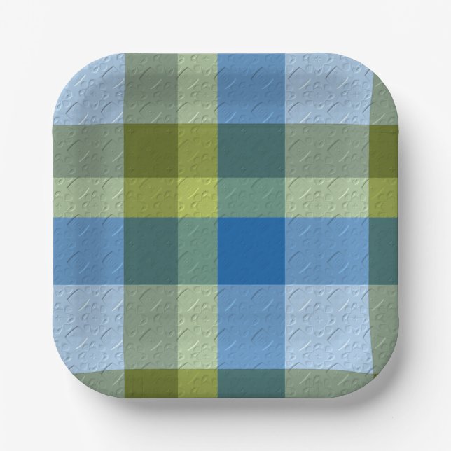 Plaid With Patterened Texture Pappteller (Vorderseite)