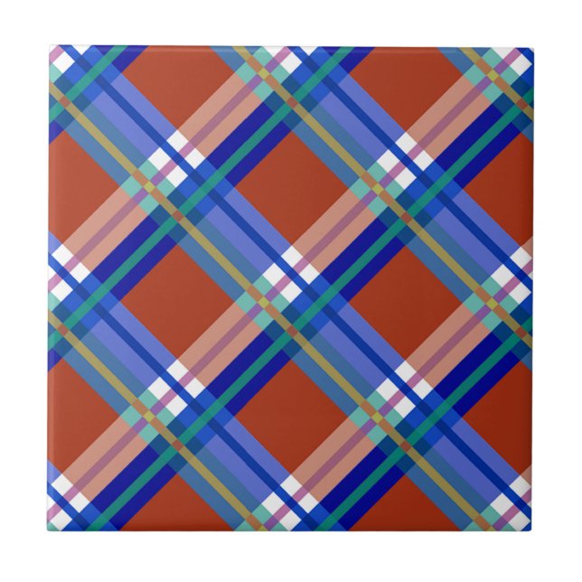 Plaids, Karos, Tartans rot und blau Fliese (Vorderseite)