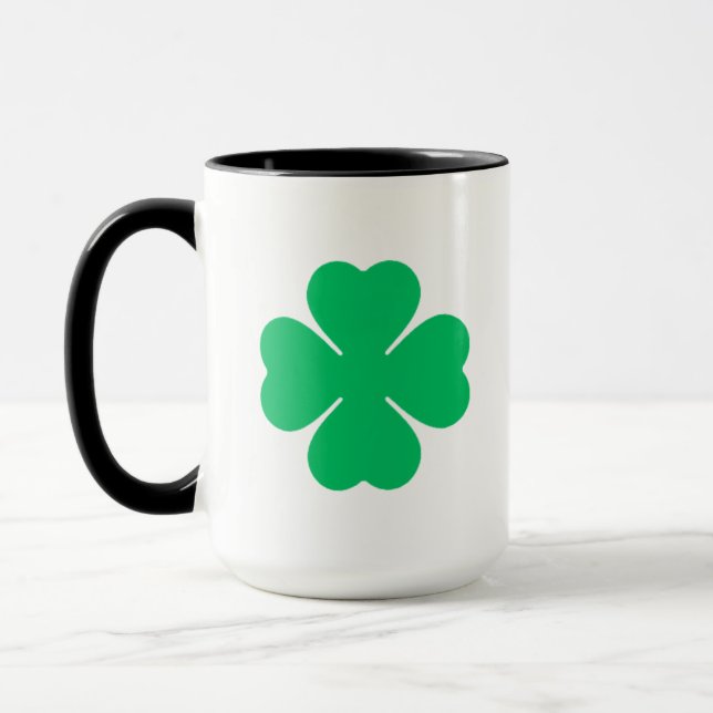 Plain Big Clover for Luck  Tasse (Links)