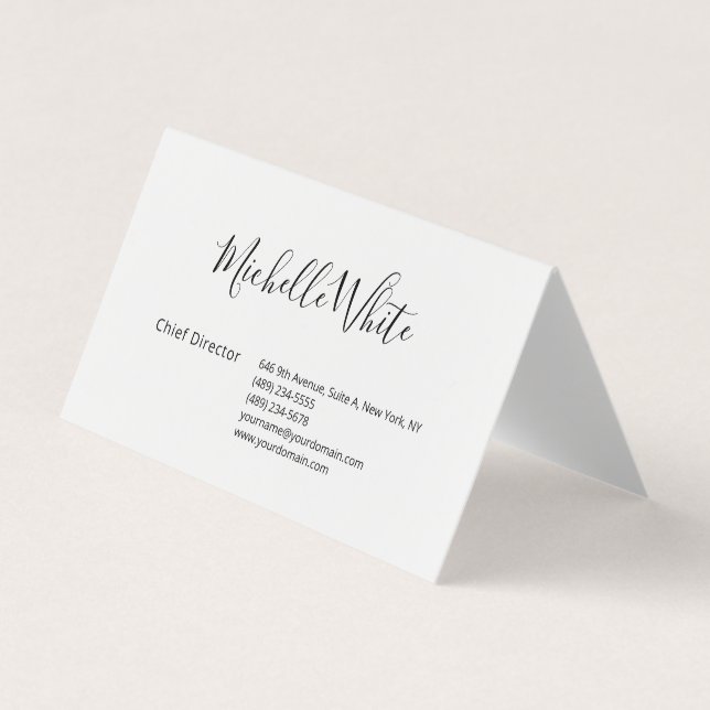  Plain Elegant White Professional Modern Visitenkarten (Vorderseite)