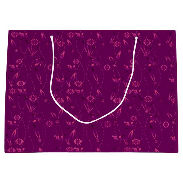 Plain floral pattern retro burgundy große geschenktüte (Vorderseite)