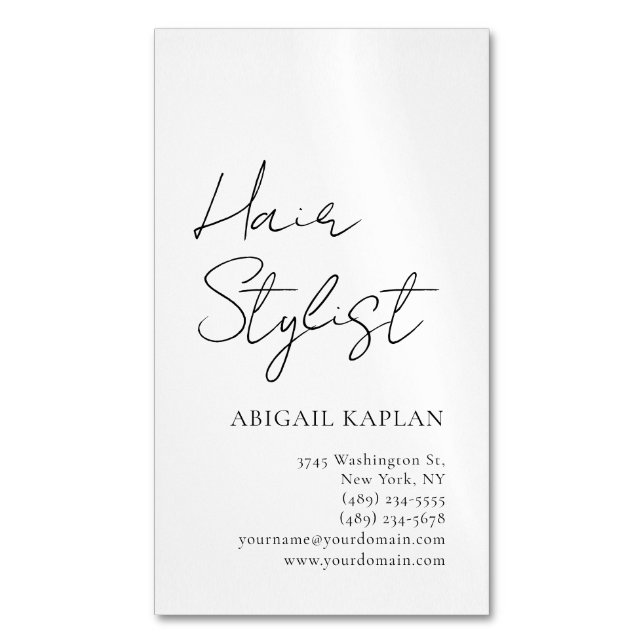 Plain Hair Stylist Modern Minimalist Elegant Magnetische Visitenkarte (Vorderseite Vertikal)