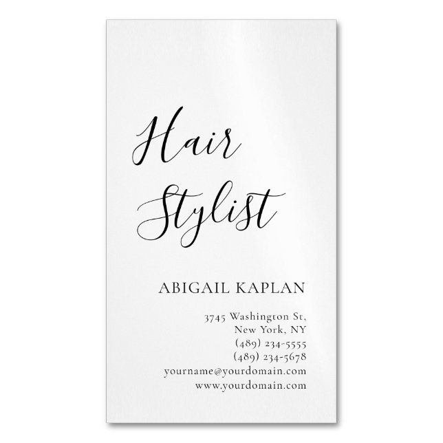 Plain Hair Stylist Modern Minimalist Elegant Magnetische Visitenkarte (Vorderseite Vertikal)