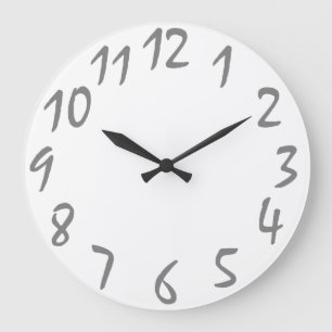 plain handwriting numbers wall clock große wanduhr