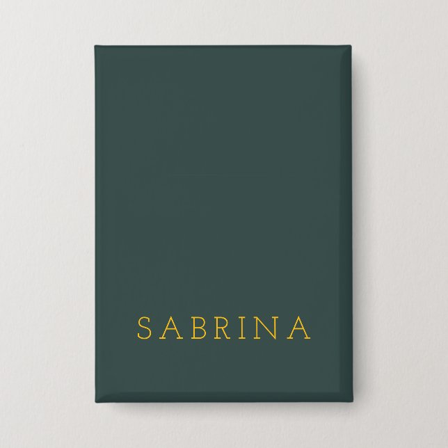Plain Modern Minimalist Own Name Dusty Green Button (Vorderseite)