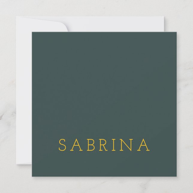 Plain Modern Minimalist Own Name Dusty Green Card (Vorderseite)