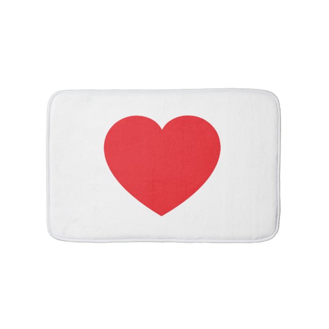 Plain Modern White Red Love Heart Graphic Badematte (Vorderseite)