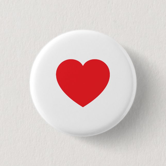Plain Modern White Red Love Heart Graphic Button (Vorderseite)