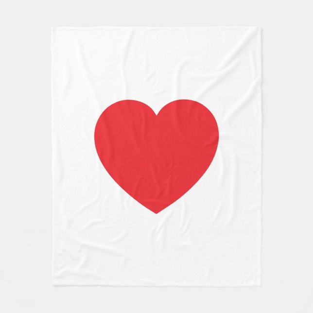Plain Modern White Red Love Heart Graphic Fleecedecke (Vorderseite)