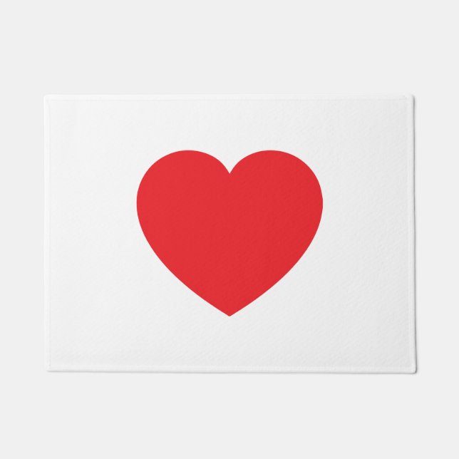 Plain Modern White Red Love Heart Graphic Fußmatte (Vorderseite)