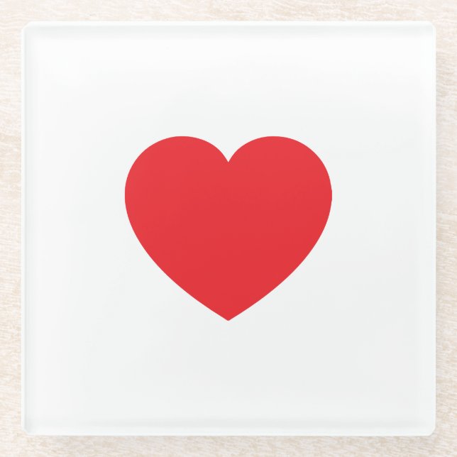 Plain Modern White Red Love Heart Graphic Glasuntersetzer (Vorderseite)