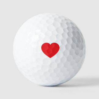 Plain Modern White Red Love Heart Graphic Golfball