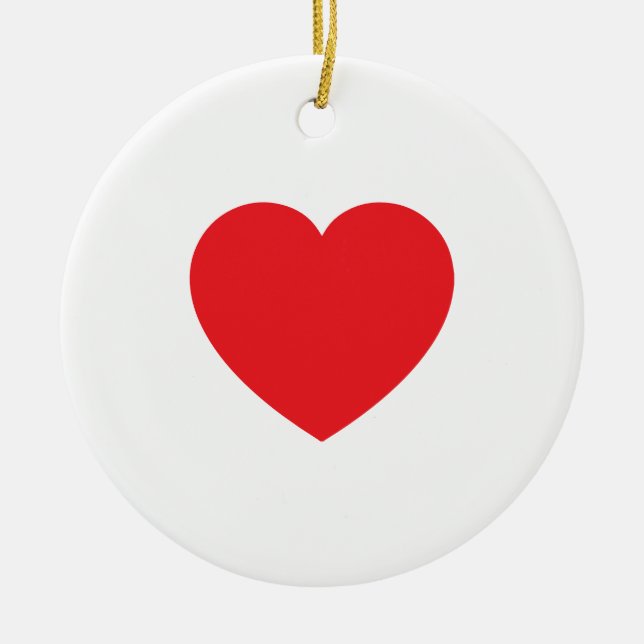 Plain Modern White Red Love Heart Graphic Keramik Ornament (Vorne)