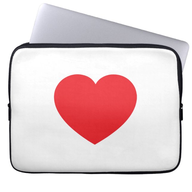 Plain Modern White Red Love Heart Graphic Laptopschutzhülle (Vorderseite)